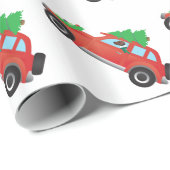 Papier Cadeau Chariot ou Beagle Voiture de conduite avec arbre s (Coin rond)