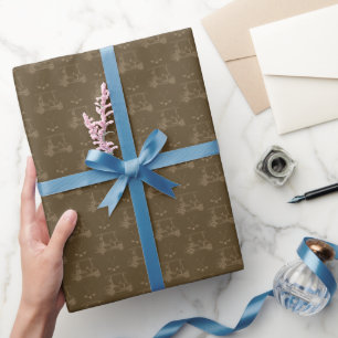 Papier Cadeau Chariots de golf et clubs tonals sur fond brun fon