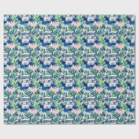 Papier Cadeau Chariots de golf Preppy Palm Beach (Plat)