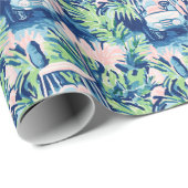 Papier Cadeau Chariots de golf Preppy Palm Beach (Coin rond)