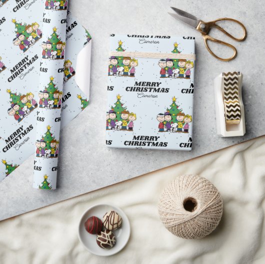 Papier Cadeau Charlie Brown & Amis Noël | Ajouter Votre Nom (Artisanat)