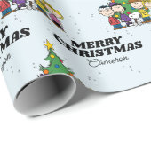 Papier Cadeau Charlie Brown & Amis Noël | Ajouter Votre Nom (Coin rond)