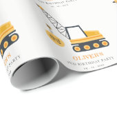 Papier Cadeau Charmant véhicule de grue de construction n'import (Coin rond)