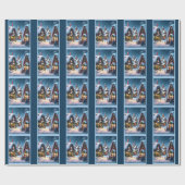 Papier Cadeau Charmant village de Noël enneigé (Plat)