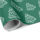 Papier Cadeau Charmante Cookie d'arbre de Noël vert et blanc (Coin rond)