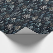 Papier Cadeau Charmante forêt d'hiver en bleu festif (Coin)