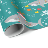 Papier Cadeau Charmante Noël Shark Merry Sharkmas (Coin rond)