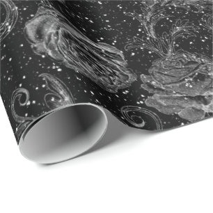 Papier Cadeau Charme blanc de parties scintillantes de noir