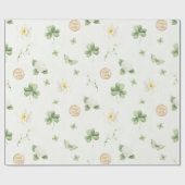 Papier Cadeau Charme Chanceux St Patrick Petit Trèfle Chanceux b (Plat)