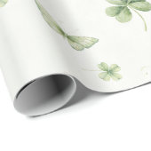 Papier Cadeau Charme Chanceux St Patricks Petit Trèfle Chanceux  (Coin rond)