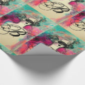 Papier Cadeau CHARME /Dame au Masque Monogramme rose Turquoise v (Coin)