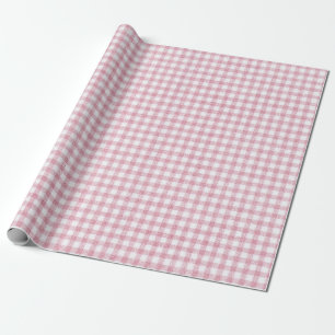 Papier Cadeau Charme Gingham Petit Rose et Blanc Velouté