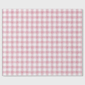 Papier Cadeau Charme Gingham Rose et Blanc Velouté (Plat)