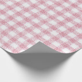 Papier Cadeau Charme Gingham Rose et Blanc Velouté (Coin)
