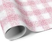 Papier Cadeau Charme Gingham Rose et Blanc Velouté (Coin rond)