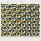 Papier Cadeau Charme Halloween Citrouilles fantôme Éffrayant (Plat)