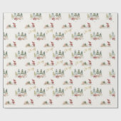 Papier Cadeau Charme Joyeux Arbres de Noël Elves Cadeaux (Plat)