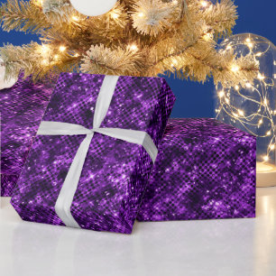 Papier Cadeau Charme Océan Brillant Paillettes Violettes