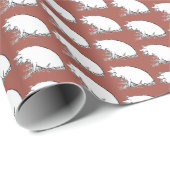 Papier Cadeau Charme Perky Cochon ferme animal nature dessin (Coin rond)