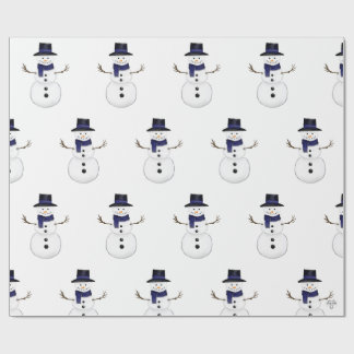 Papier Cadeau Charming Classic Snowman with Blue Scarf