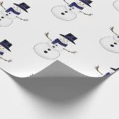 Papier Cadeau Charming Classic Snowman with Blue Scarf (Coin)