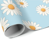 Papier Cadeau Charming Daisy Motif - Cadeau Floral (Coin rond)