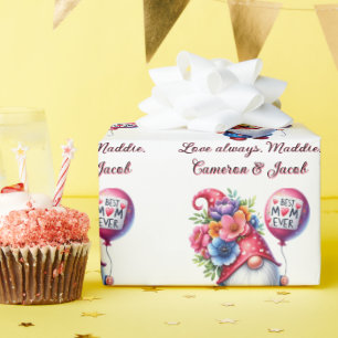 Papier Cadeau Charming Mère's Day Gnome Personnalisé Best Mom