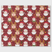 Papier Cadeau Charming Mini Père Noël et Reindeer Motif de Noël (Plat)