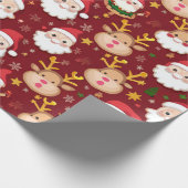 Papier Cadeau Charming Mini Père Noël et Reindeer Motif de Noël (Coin)