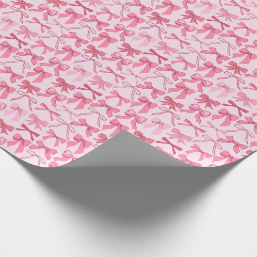 Papier Cadeau charming pink bow pattern (Coin)