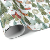 Papier Cadeau Charming Whimsical Christmas Wrapping Paper (Coin rond)