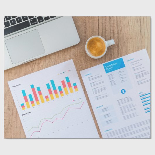 Papier Cadeau Chart graph finance financial data (Plat)