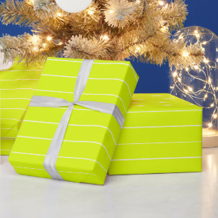 Papier Cadeau Chartreuse mince rayures blanches moderne minimali