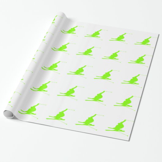 Papier Cadeau Chartreuse, Neon Ski De Neige Vert (Déroulé)