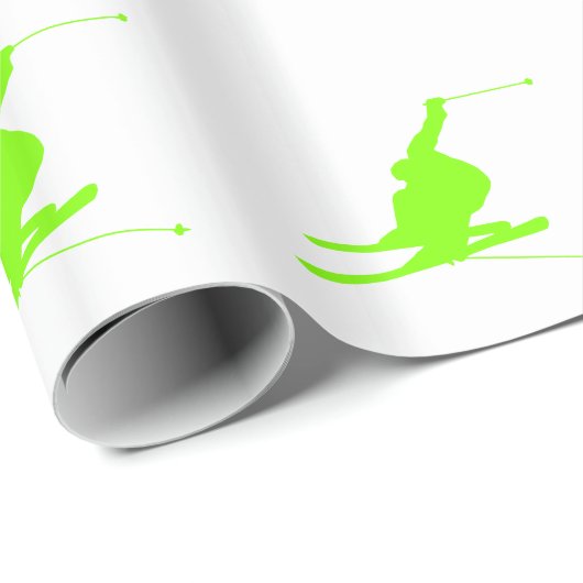 Papier Cadeau Chartreuse, Neon Ski De Neige Vert (Coin rond)