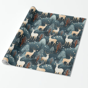 Papier Cadeau Chasse aux cerfs Antlers de Noël