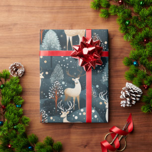 Papier Cadeau Chasse aux cerfs Antlers de Noël