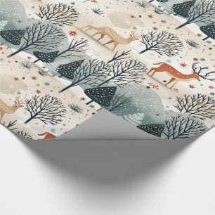 Papier Cadeau Chasse aux cerfs Antlers de Noël