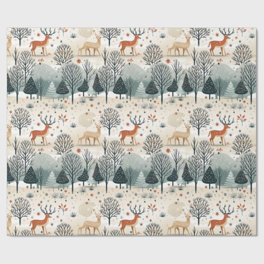 Papier Cadeau Chasse aux cerfs Antlers de Noël (Plat)