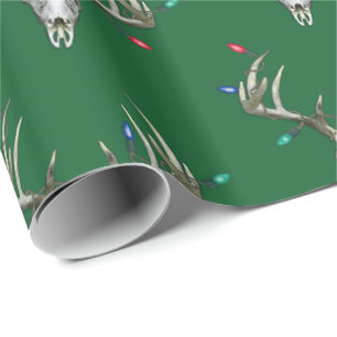 Papier Cadeau Chasse aux cerfs Lumières de Noël dans Antlers Env