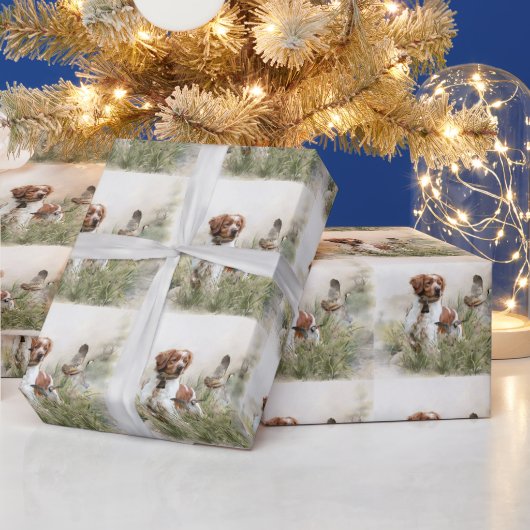 Papier Cadeau Chasse avec un chien breton, Art (Vacances)
