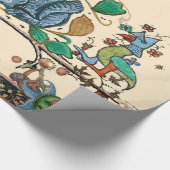 PAPIER CADEAU CHASSE BESTIAIRE MÉDIÉVALE LARGE CHAT, OISEAU ET F (Coin)