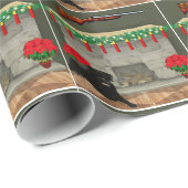 Papier Cadeau Chasse Chasse Chaussons Chauffage Foyer et Chien N (Coin rond)
