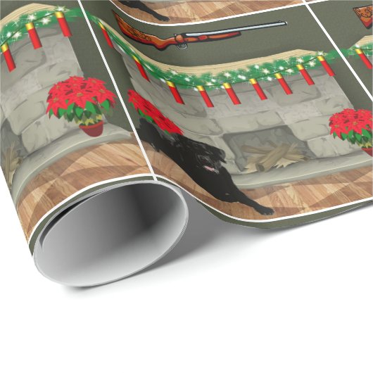 Papier Cadeau Chasse Chasse Chaussons Chauffage Foyer et Chien N (Coin rond)