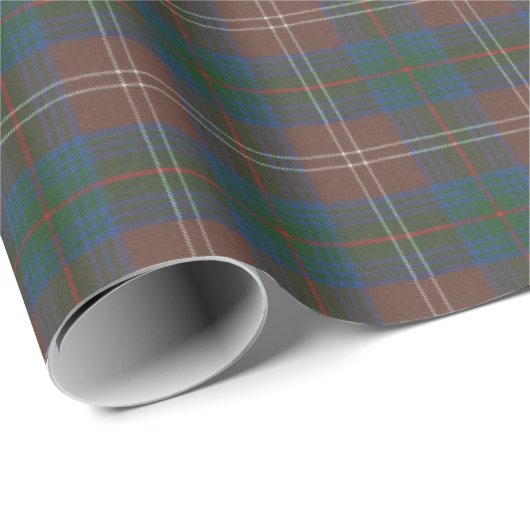 Papier Cadeau Chasse Chisholm Ancien Tartan écossais (Coin rond)