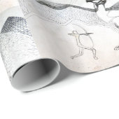 Papier Cadeau Chasse Graphuc noir blanc dessin (Coin rond)