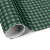 Papier Cadeau Chasseur de bisons Style Plaid vert (Coin rond)