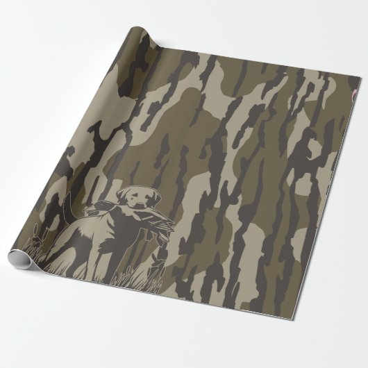 Papier Cadeau Chasseur de canard Forêt de chien sauvagine Bottom (Déroulé)