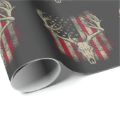 Papier Cadeau Chasseur de cerfs Drapeau américain Chasse aux cer (Coin rond)