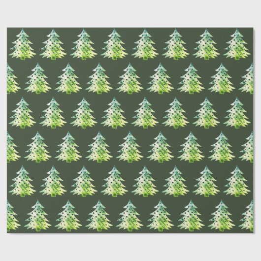 Papier Cadeau Chasseur élégant Motif d'arbre de Noël vert (Plat)